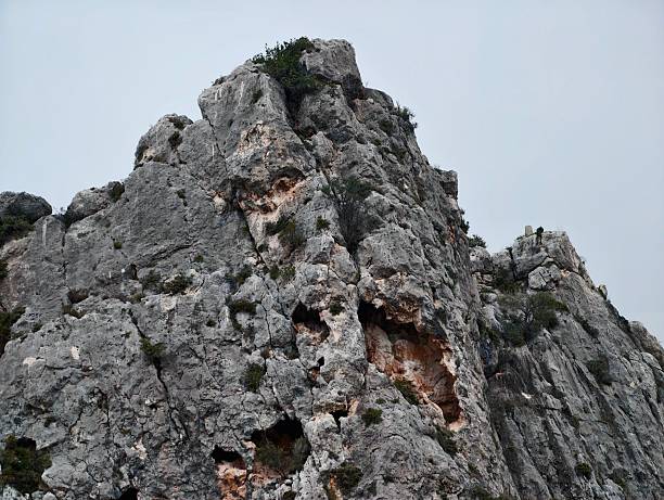 Jagged Limestone Cliff Revealing Textured Erosion And Dramatic Vertical Faces, Raw Karst Formations