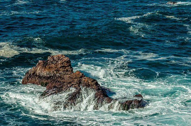High angle view of rocky shore along Big Sur coast.Taken along Big Sur Coast, Big Sur, California, USA.
