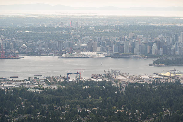 Helijet Helicopter landing at the Cruise Terminal, Vancouver, Canada