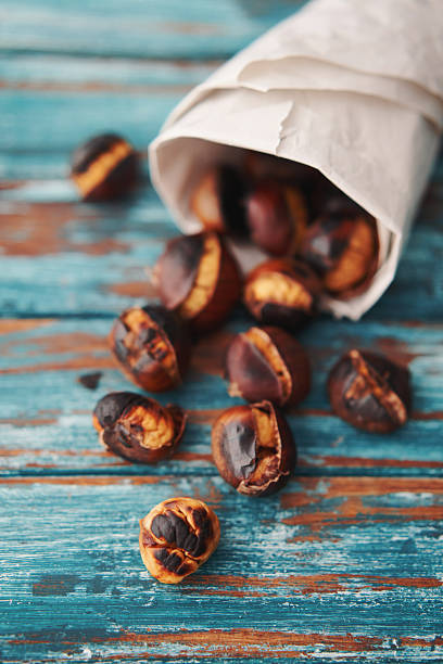 Roasted chestnuts in paper bag