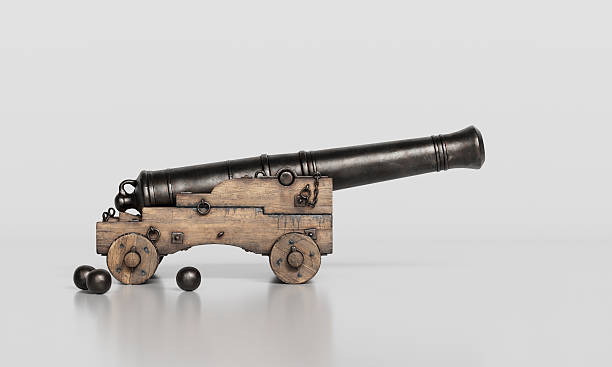 istock Old Medieval Cannon and Cannonballs. 3D Rendering. 2257926334