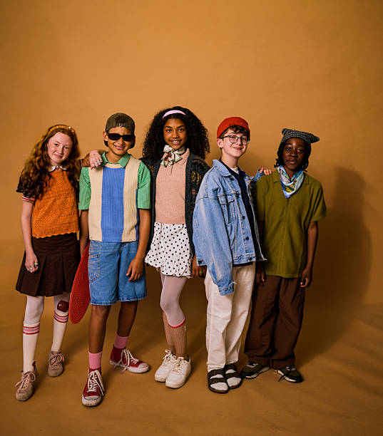 Group of diverse elementary age children portraying unity and friendship