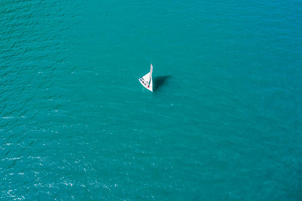 Sailing boat in the windy summerday on Garda Lake, Italy