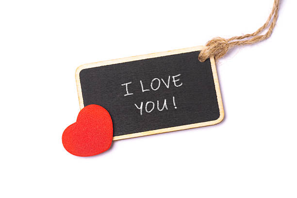 Black small chalkboard and heart isolated on white background