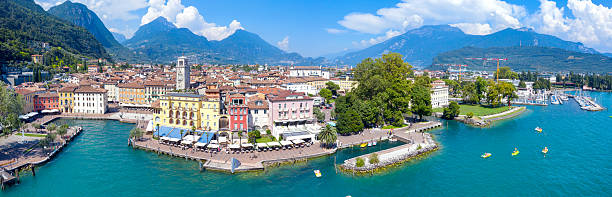 Panoramic aerial view of Riva Del Garda, Lago Di Garda, Veneto, Italy