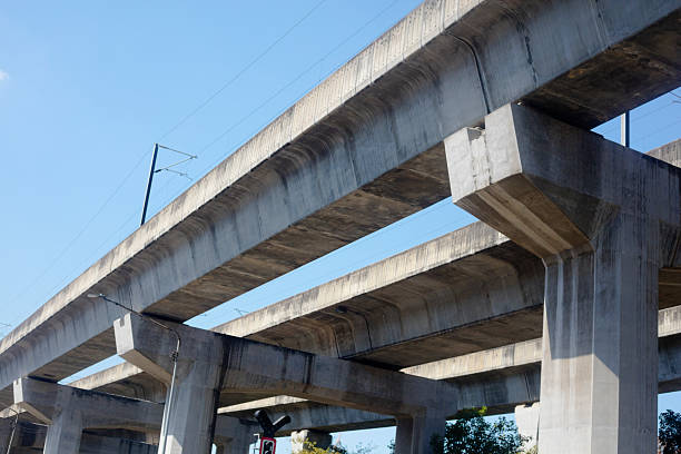 Bangok Airport railway link elevated train bridge at Kamphengphet Road in Bangkok