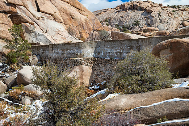 Old Barker Dam Built in the Desert Rocks in Joshua Tree National Park in California