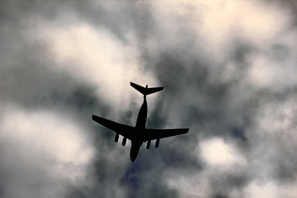 istock Jet plane on background of cloudy sky 2257993109