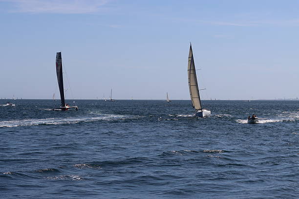 On August 7th 2025, Gulf of Morbihan, France. During summer holidays tourists take the boat from Quiberon to Ile aux Moines in the department of Morbihan and admire all the little islands in the Gulf