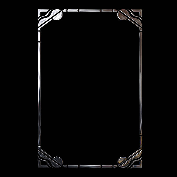 Rectangular metallic retro framework. Art Nouveau style. 3D render