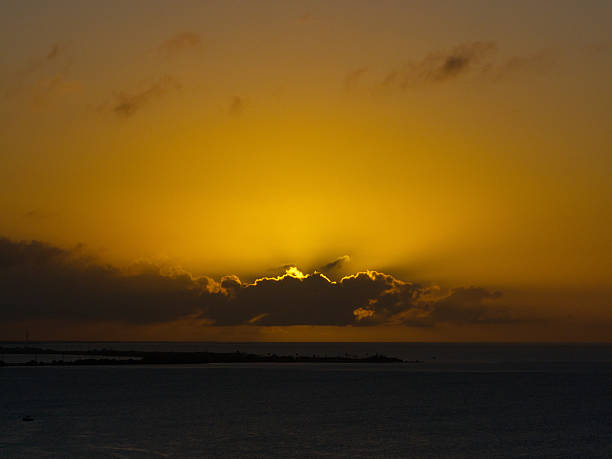 Sunset in the Florida Key with Boats, Docks and iconic sunsets. White Marlin Beach in Port Antigua, Florida