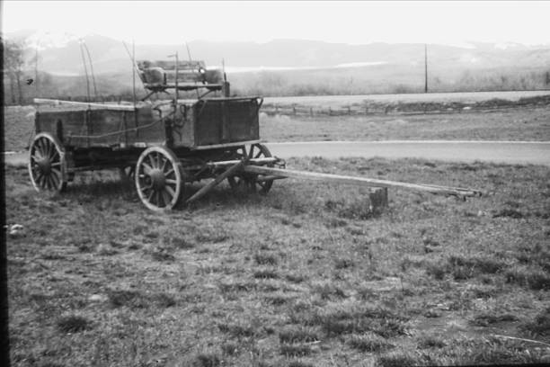 A black and white image of an old farm wagon partially veiled in mist, evoking a quiet connection to rural heritage and earlier ways of life. The soft haze and weathered textures suggest memories of hard work, simpler routines, and the enduring spirit of days long past.