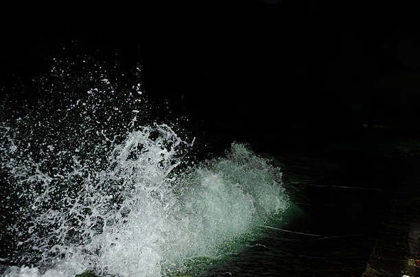 Dynamic water splash against dark night backdrop
