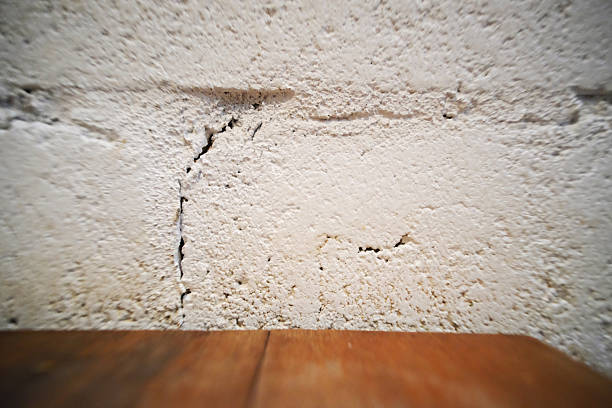 A crack in old brick wall.
