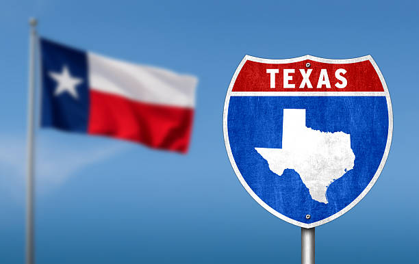 istock Interstate sign with flag of US State of Texas 2258066931
