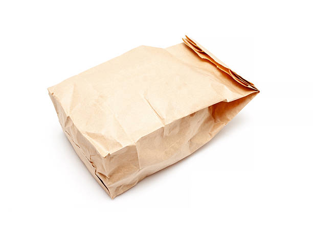 Brown Paper Bag isolated on white background.