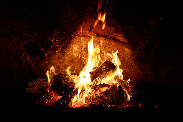istock Burning fireplace creating a cozy winter atmosphere in Brittany, France 2258080296