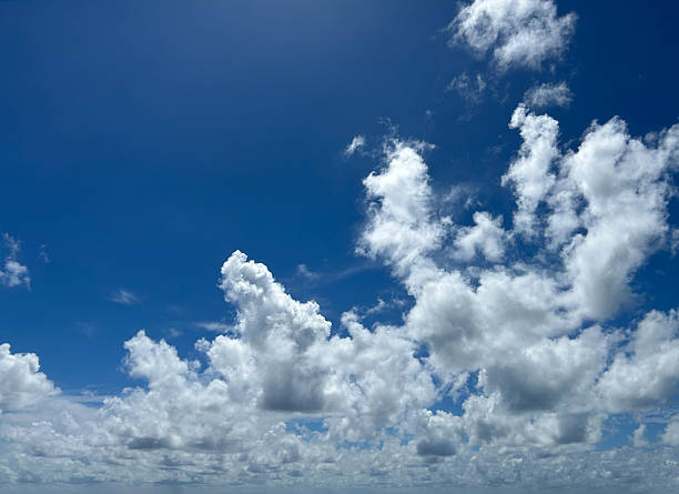 Blue sky background with clouds in a summer sunny day in Caribbean