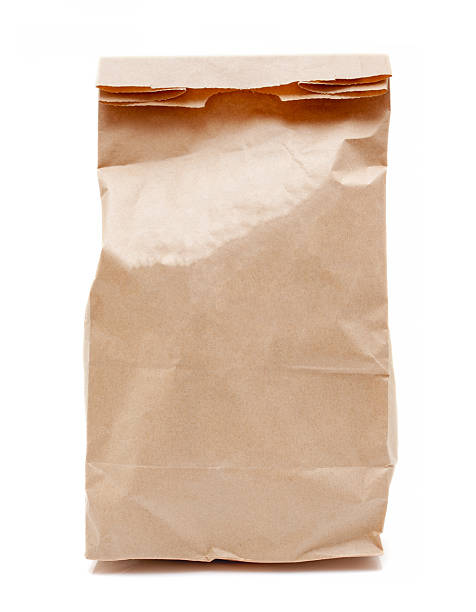 Brown Paper Bag isolated on white background.