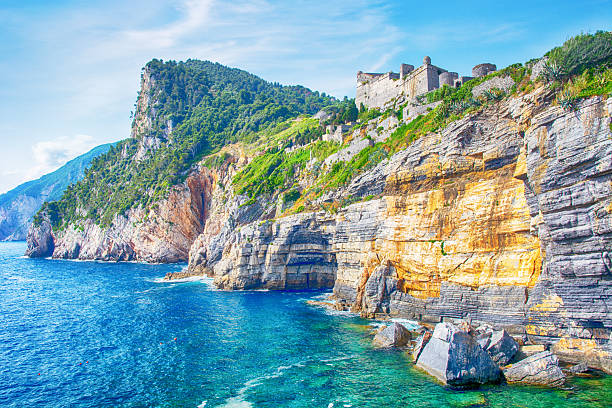View at the Byron's Grotto in Portovenere, Italy