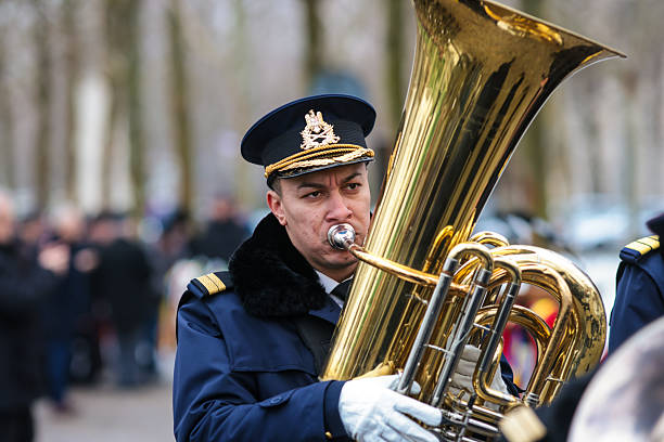 Views of the marching band at the annual Easter Parade in Washington DC.  The annual parade is enjoyed by both residents and visitors to our Nation's capital.