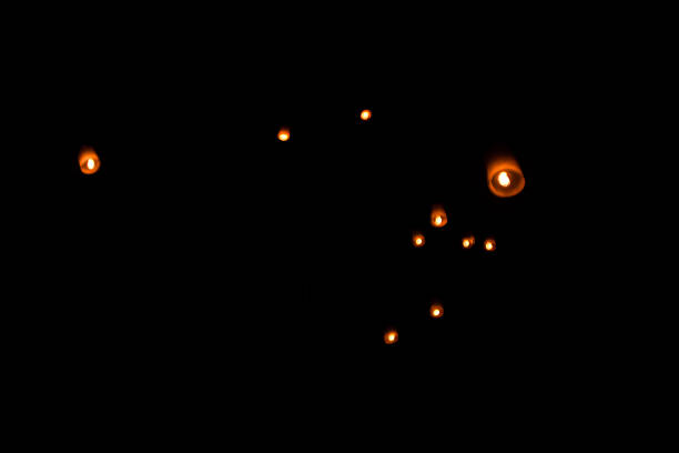 lanna Fly Lantern  isolated on black