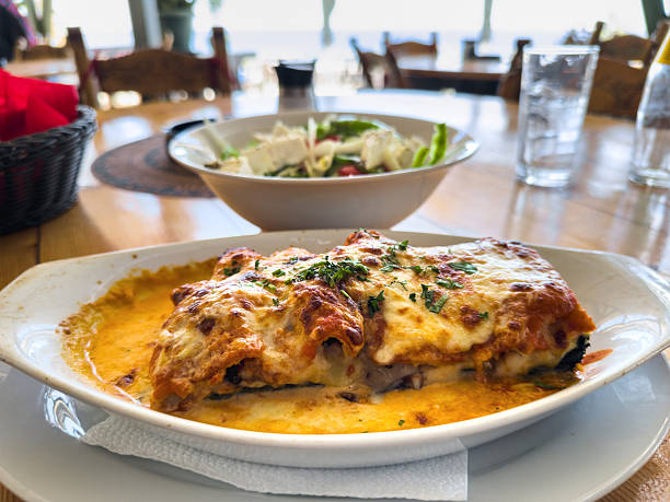 Vegetarian Greek Moussaka Served In Seaside Taverna