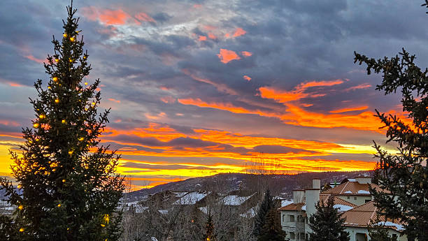 Fiery December Sunset in Steamboat Springs, Colorado