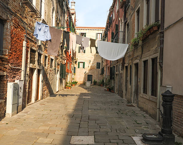 Venice, Veneto, Italy:Clothes hanging out to dry in Venice