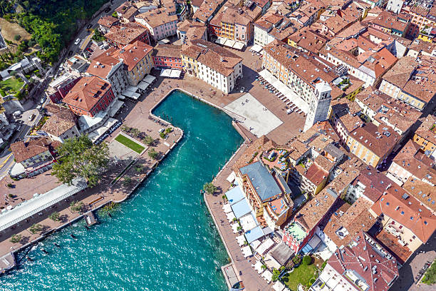 Panoramic aerial view of Riva Del Garda, Lago Di Garda, Veneto, Italy