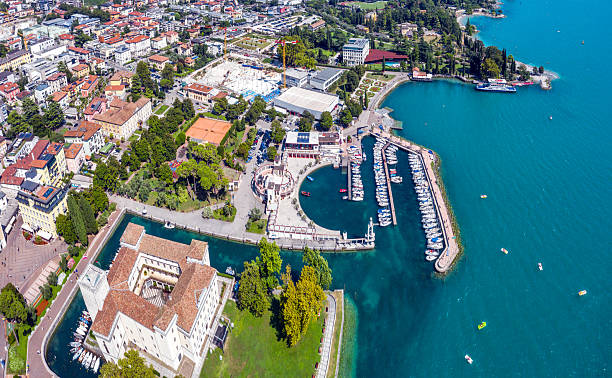 Panoramic aerial view of Riva Del Garda, Lago Di Garda, Veneto, Italy