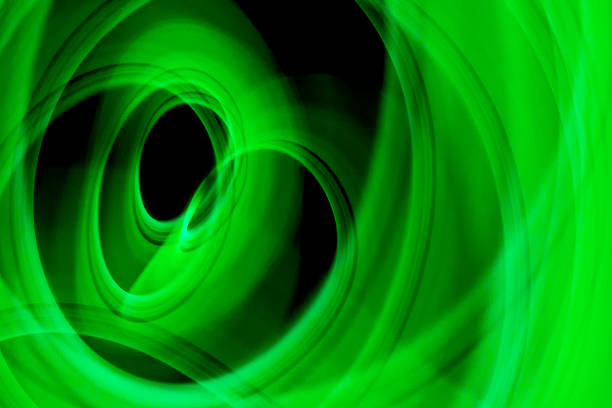 Smooth green spiral energy forming calming abstract motion with bright luminous glow.
