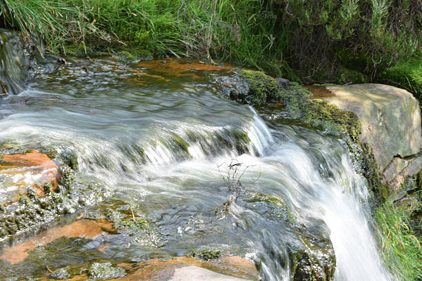 A long exposure view of a waterfall near the village of Tintwistle in the peak district.