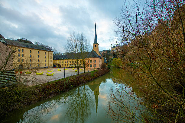 St.John Church, it contains very fine Baroque-style from 1710 with the great part of a city walk in the Grund Quarter of Luxembourg City with long canal.