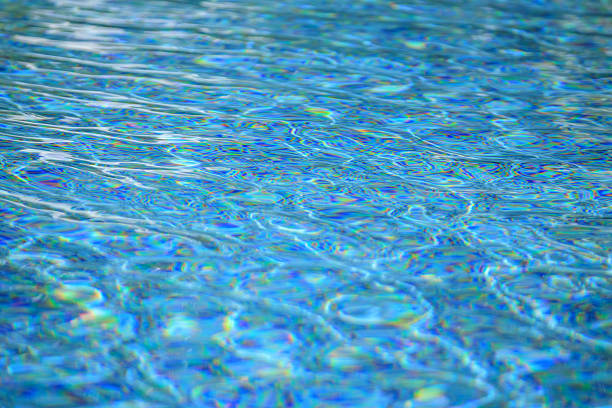 Swimming pool with blue crystal clear water surface and ripple wave background