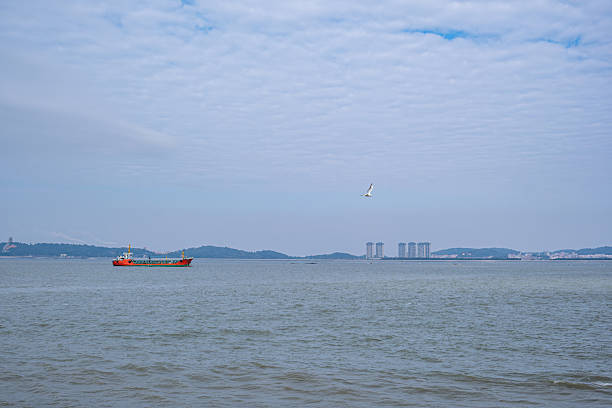 A tanker on a cloudy sea