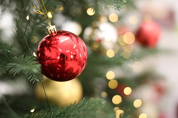 istock Christmas tree decorated with beautiful ornaments indoors, space for text. Bokeh effect 2258209381