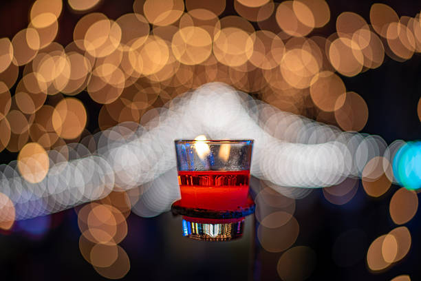abstract blur candles with lights bokeh background.