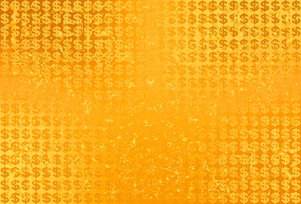 Golden shining rich American currency symbol $ mark pattern background material.