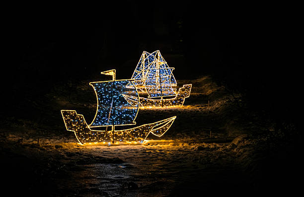 istock Beautiful Christmas holiday decorations. Shining garden figures 2258228378