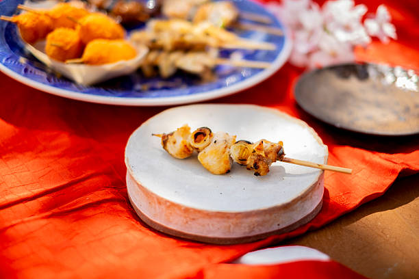 Asian satay street food market from Chinatown - Singapore.