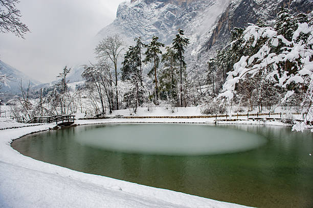 Snowfall in Trentino . Andalo , Molveno , Paganella , Fai della Paganella. Dolomiti di Brenta, cross-country skiing