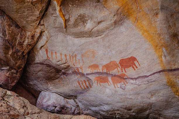 Gobustan Rock Art Cultural Landscape in Azerbaijan, Aerial view of Gobustan national park in Azerbaijan, Ancient petroglyph depicting human figures in Gobustan, Aerial view of popular destinations in AzerbaijanGobustan State Historical and Cultural Reserve (Azerbaijani: Qobustan dövlət tarixi-bədii qoruğu) is located west of the settlement of Gobustan, about 40 miles (64 km) southwest of the center of Baku. It was established in 1966, when the area was declared a national historical landmark of Azerbaijan in an attempt to preserve the prehistoric rock carvings, mud volcanoes and musical stones in the region.Gobustan State Historical and Cultural Reserve acquired national status in 2006, and Gobustan Rock Art Cultural Landscape was inscribed on the UNESCO World Heritage List in 2007. As of 2011, the Petroglyph Museum functions in the reserve.