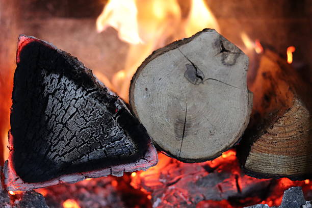 Logs in a wood burning stove