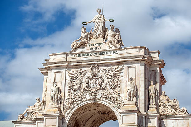 Run Augusta arch, Praca do Comercio, Lisbon, Portugal, Europe.
