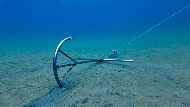 istock Metal anchor lying on a sandy seabed underwater. 2258294157