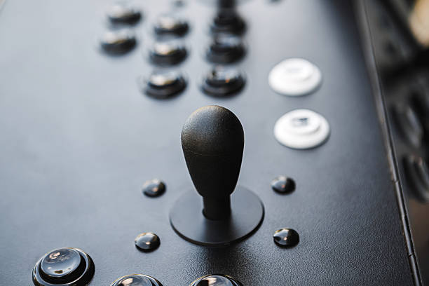 BERLIN - AUGUST 27, 2019: Classic Retro Joystick Competition Pro from the Eighties on white. It was very popular with Commodore Amiga and C64 Gaming Computers