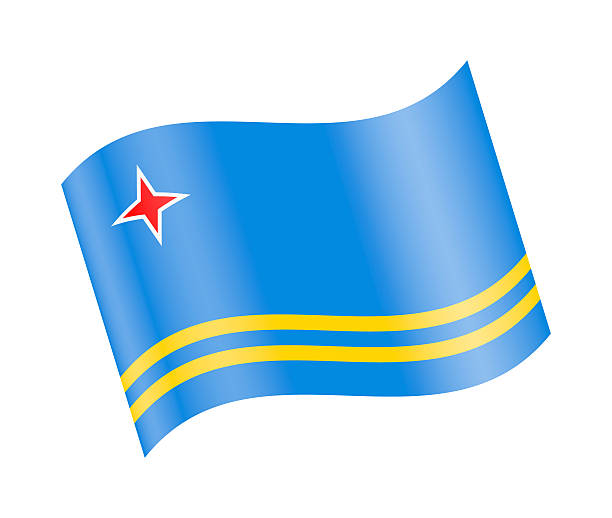 Realistic vector illustration of the national flag of Aruba waving in the wind. High-quality design suitable for news, international politics, geography, diplomacy, global business, education and cultural concepts