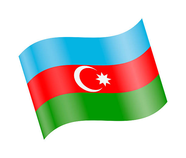 Realistic vector illustration of the national flag of Azerbaijan waving in the wind. High-quality design suitable for news, international politics, geography, diplomacy, global business, education and cultural concepts