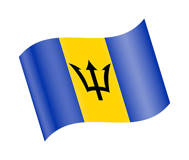 Realistic vector illustration of the national flag of Barbados waving in the wind. High-quality design suitable for news, international politics, geography, diplomacy, global business, education and cultural concepts